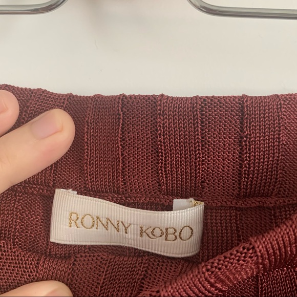New Ronny Kobo Arroni Knit Ribbed Skirt. Slit Midi Sz Small - Picture 6 of 8